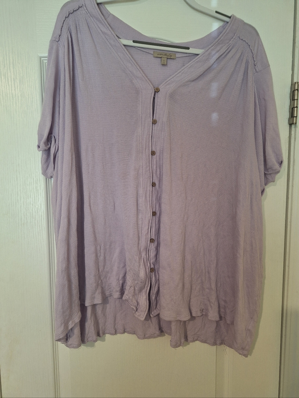 Wonderly 3X‎  Soft Lavender Button-Front Top Womens